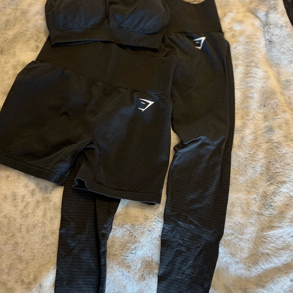 Gymshark Black Leggings and Shorts Set